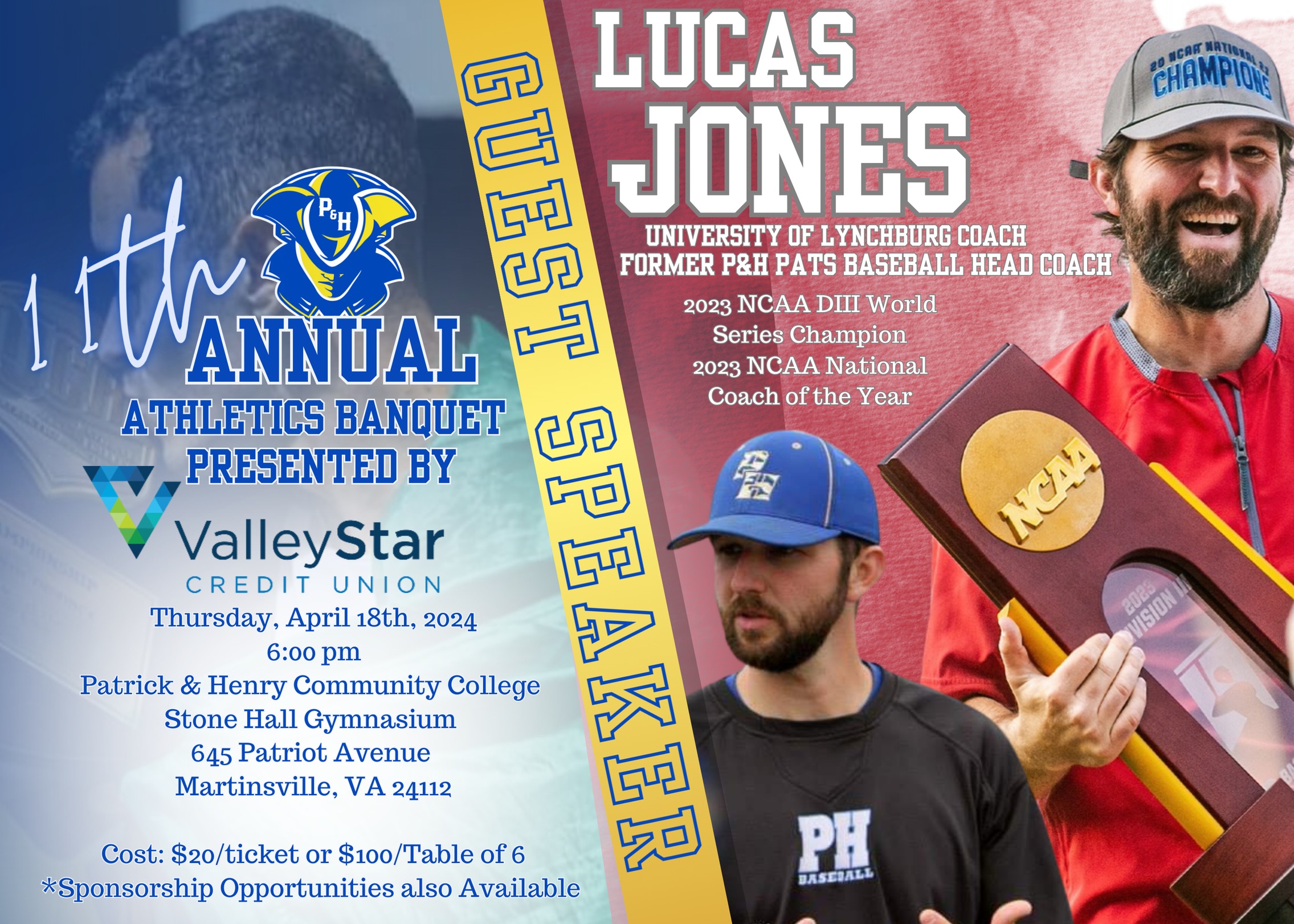 ValleyStar Credit Union Announced as Presenting Sponsor for 11th Annual P&amp;HCC Athletics Banquet